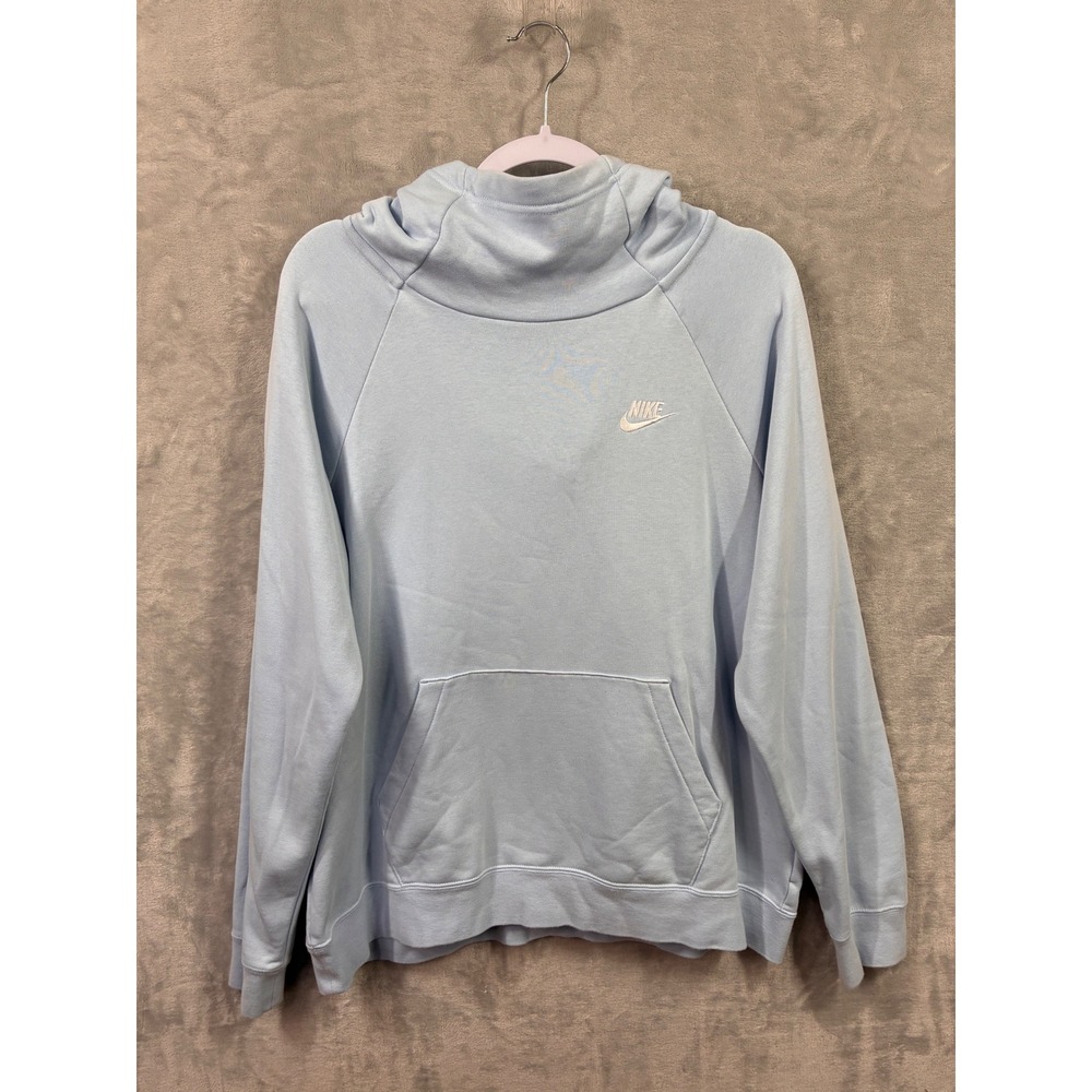 Nike Womens Funnel Neck Hoodie Light Blue Pastel Pullover Sweatshirt Large